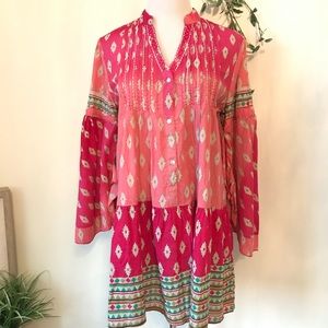 Velzera Boho Ikat Tunic Bell Sleeves